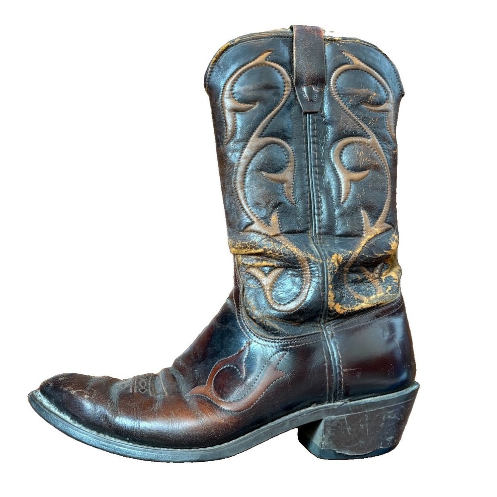 Vintage Wrangler 5168 Men's Leather Cowboy Boots Brown Western Phoenix Sz 9.5D